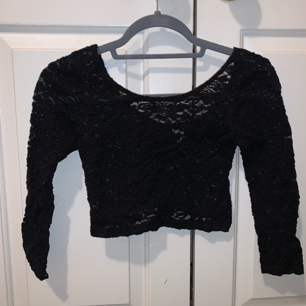 Black lace crop top